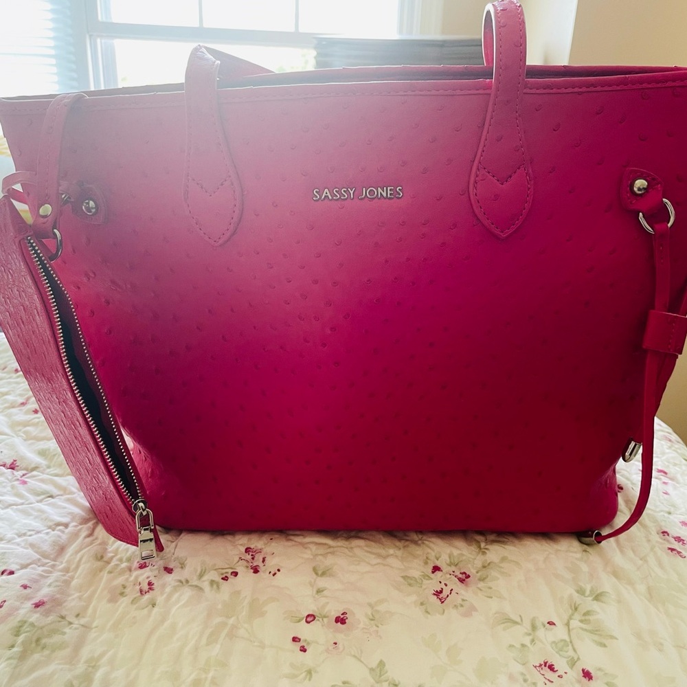 Sassy Jones large Tote Hot Pink with wristlet